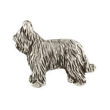 Briard, Berger de Brie II  - Versilberte Hundebrosche, elegante Anstecknadel, Ja