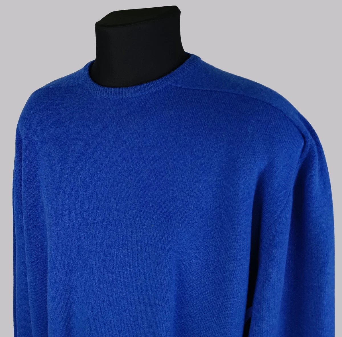 William Lockie Mens Blue Lambswool Knit Jumper Sweater Scotland