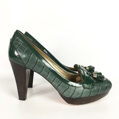 green croc heels