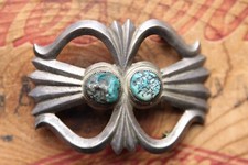 Vintage Sterling Silver Cast Hand Made Turquoise Western Belt Buckle