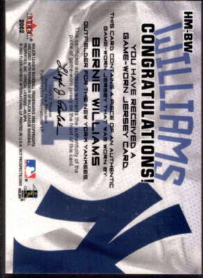 Bernie Williams Jsy Card 2002 Hot Prospects MLB Hot Materials #BW