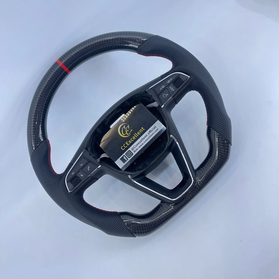 Volante de carbono personalizado Seat Leon Mk3 FR Cupra Ibiza Toledo 2014-2020 Foto 3 de 4