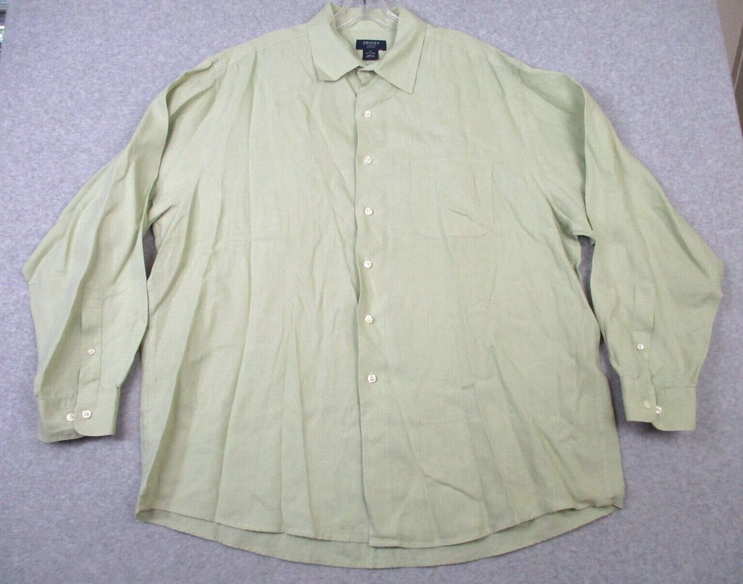 Brooks Sport Linen Shirt Mens XL Sage Green Long Sleeve Button Up Chest Pocket