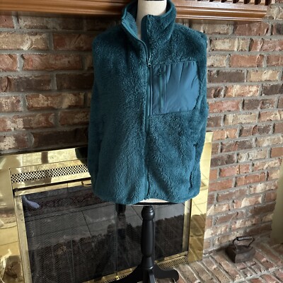 Lands End Sherpa Vest Teal Size Medium  Light Weight New Item
