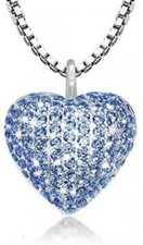925 Sterling Silver Cremation Necklace CZ Heart Urn Pendant for Pet Human Ashes