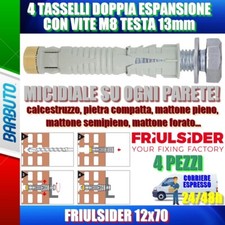 4 PEZZI TASSELLI DOPPIA ESPANSIONE CON VITE M8 TESTA 13mm FRIULSIDER 12X70