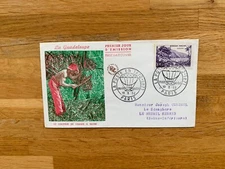 FRANCE 1959 FDC GUADALOUPE SENS RIVER POSTAL MUSEUM SUGAR CANE MACHETE CACHET 01