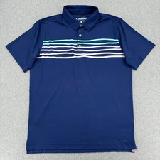 Chubbies Shirt Mens Large Navy Blue Short Sleeve Stripe Pattern Performance Polo