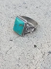 Vintage Sterling Silver Turquoise Lucky Horseshoe Ring Sz10