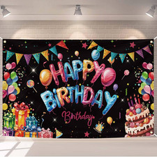 Happy Birthday Backdrop Banner Colorful Birthday Party Decorations Large Yard Si