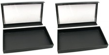 2 Black Jewelry Display Cases Necklace Bracelet Showcase Tray 14 3/4" x 8 1/4"