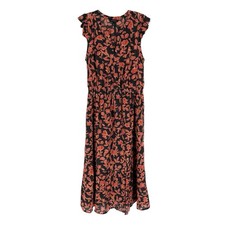 Banana Republic Factory Dress Womens Size Small Dark Floral Cotton Crinkle Gauze