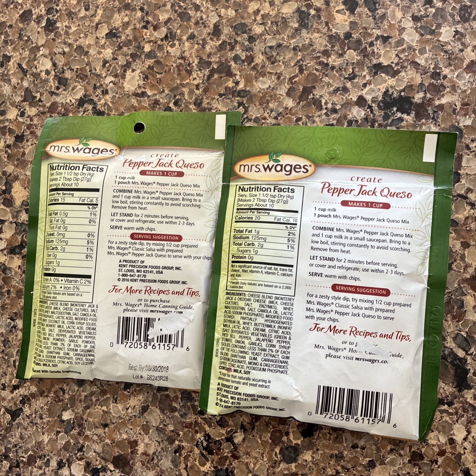 Mrs. Wages Pepper Jack Queso Med Mix, 1.5 oz Packet X 2. New Old Stock