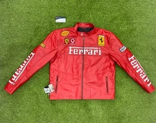 Ferrari Racing Leather Jacket Men’s Black Biker Motorcycle F1 Motorsport