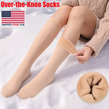 1/2Pairs Winter Women's -Lined Over-the-Knee Socks Mid-Calf Socks for Outdoor