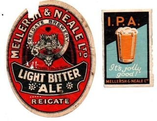 UK beer label Mellersh & Neale Ltd Light Bitter (SHABBY) match box (067)