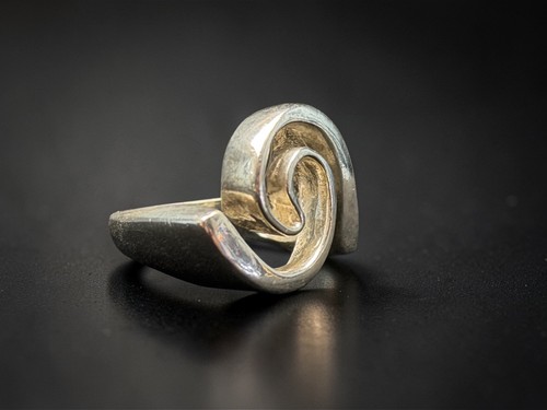 Vintage Sterling Silver Modernist Spiral Swirl Ring 11g Statement Size 5