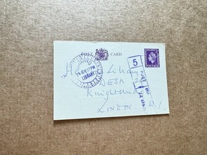 Great Britain 1960s Library Postal Card (B) +Post Opened #5 +Purple Boxed Chop
