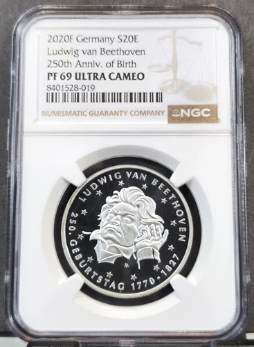2020 GERMANY SILVER 20 EURO LUDWIG VON BEETHOVEN NGC PF 69 ULTRA CAMEO RARE