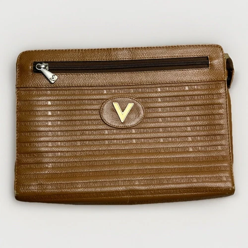 Borsa vintage anni 70 Mario Valentino in pelle con monogramma Made in Italy