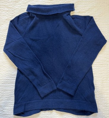 Hobbs London Women's Wool Cashmere Turtleneck Sweater Navy Blue Size M
