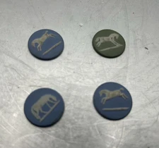 Set of 4 Antique JASPERWARE WEDGWOOD Green/Blue CAMEOS .75” George Stubbs Horses