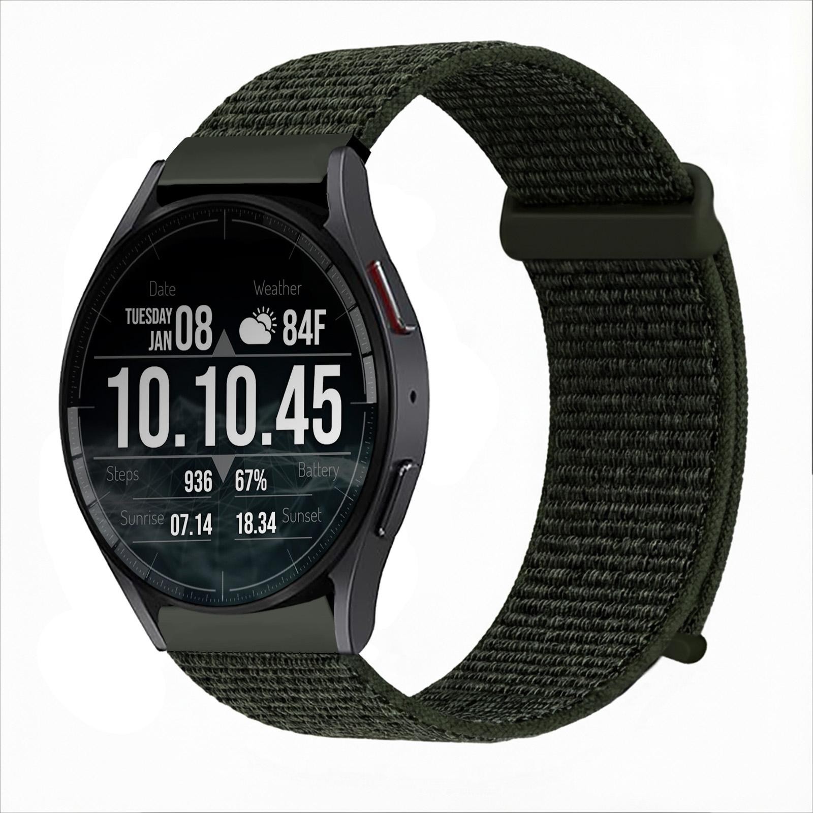 Cinturino smartwatch per Samsung Galaxy Watch5 44 mm cinturino nylon tessuto chiusura a strappo verde