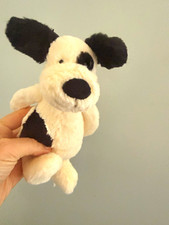 Jellycat Rufferty Puppy Little Bashful Plush Soft Toy Black & White Small Tags