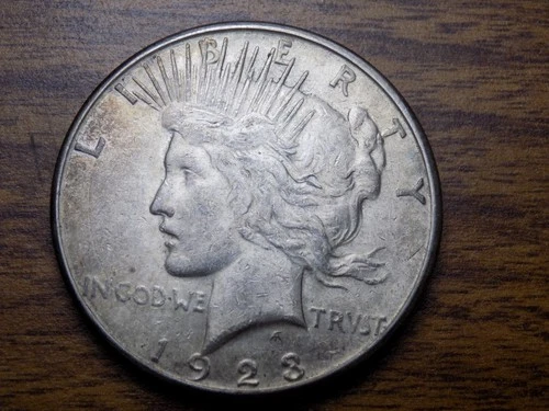 PEACE SILVER DOLLAR 1923 S KEY BETTER DATE FROSTY PASTEL TONED AU/BU NICE!