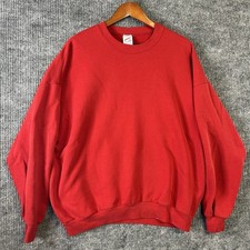 Vintage Sweatshirt Mens 3X Jerzees Blank Red Crewneck Made In USA