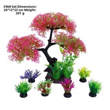 Artificial Aquatic Plants Set for Fish Tank Landscaping with Pine Tree Ornament