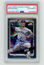 PSA Bryan Woo Signed 2024 Topps Chrome Cosmic #97 POP 1 Rookie RC Mariners Auto
