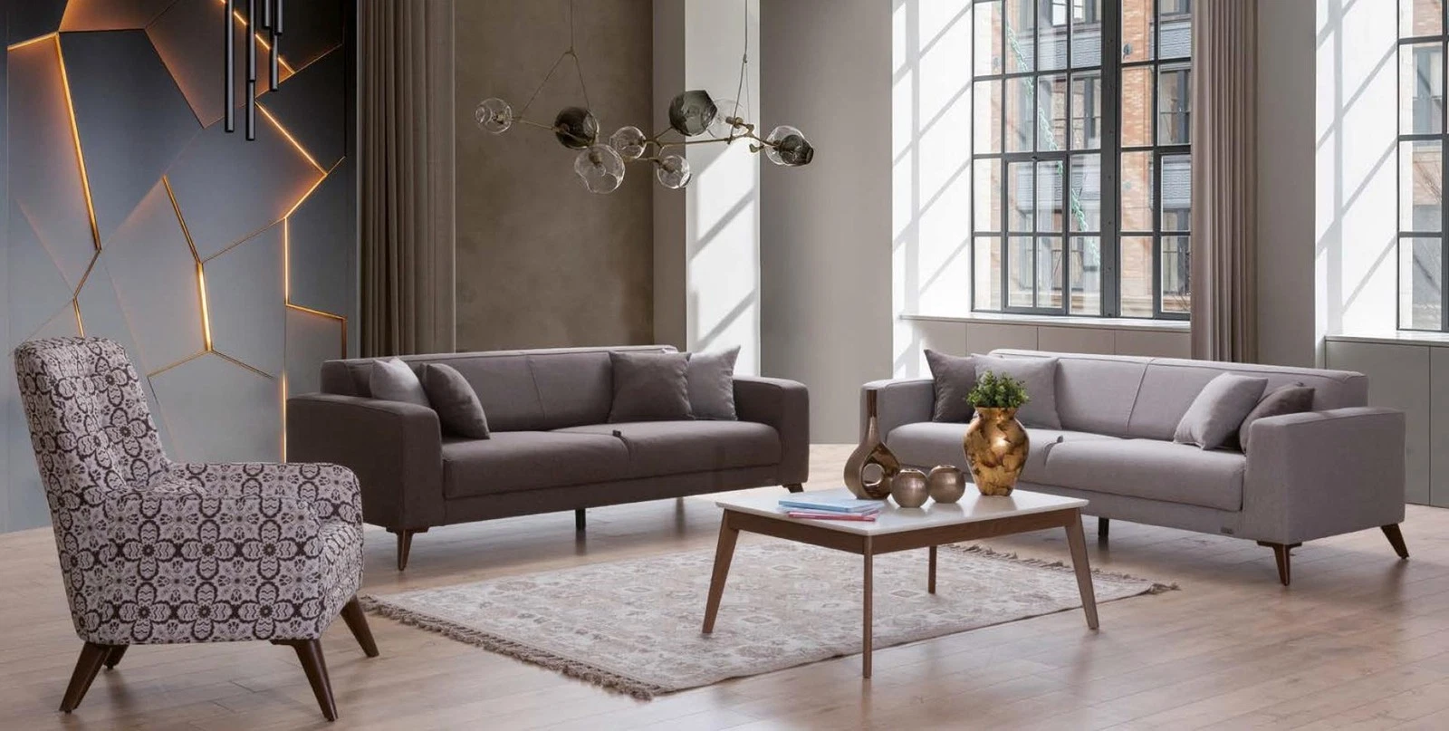 Sofa Set 3+3+1 Seater Sofa Armchair Sofas Relax Luxury Set Living Room Modern