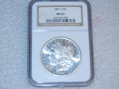 1881 S  CHOICE UNCIRCULTED MS 62  MORGAN SILVER DOLLAR