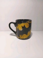 DC Comics Batman Mug Black Cup Yellow Bats All Over Logo Ceramic Coffee mug