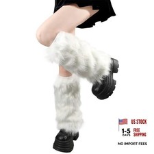 OSPNIEEK Womens Faux Fur Furry Leg Warmers White