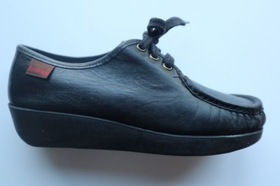 Black Leather RED WINGS Laced Wedge Shoes 6.5 EE