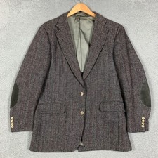 Vintage Harris Tweed Sport Coat Actual 44 Handwoven Herringbone Wool Blazer