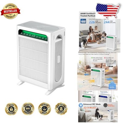 White HEPA Air Purifier 3500 Sq Ft AHAM Verified AQI Display Pet Mode