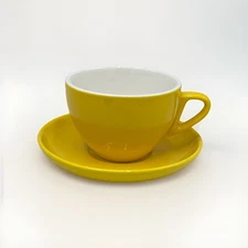 Sweese Cappuccino Cup And Saucer Yellow With White Interior