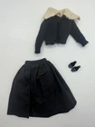 Vintage Barbie Fashion PAK Black Cardigan Sweater Gathered Skirt Shoes