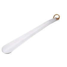 12in Shoe Horn, Metal Shoe Helper with Leather Strap, Silver Tone