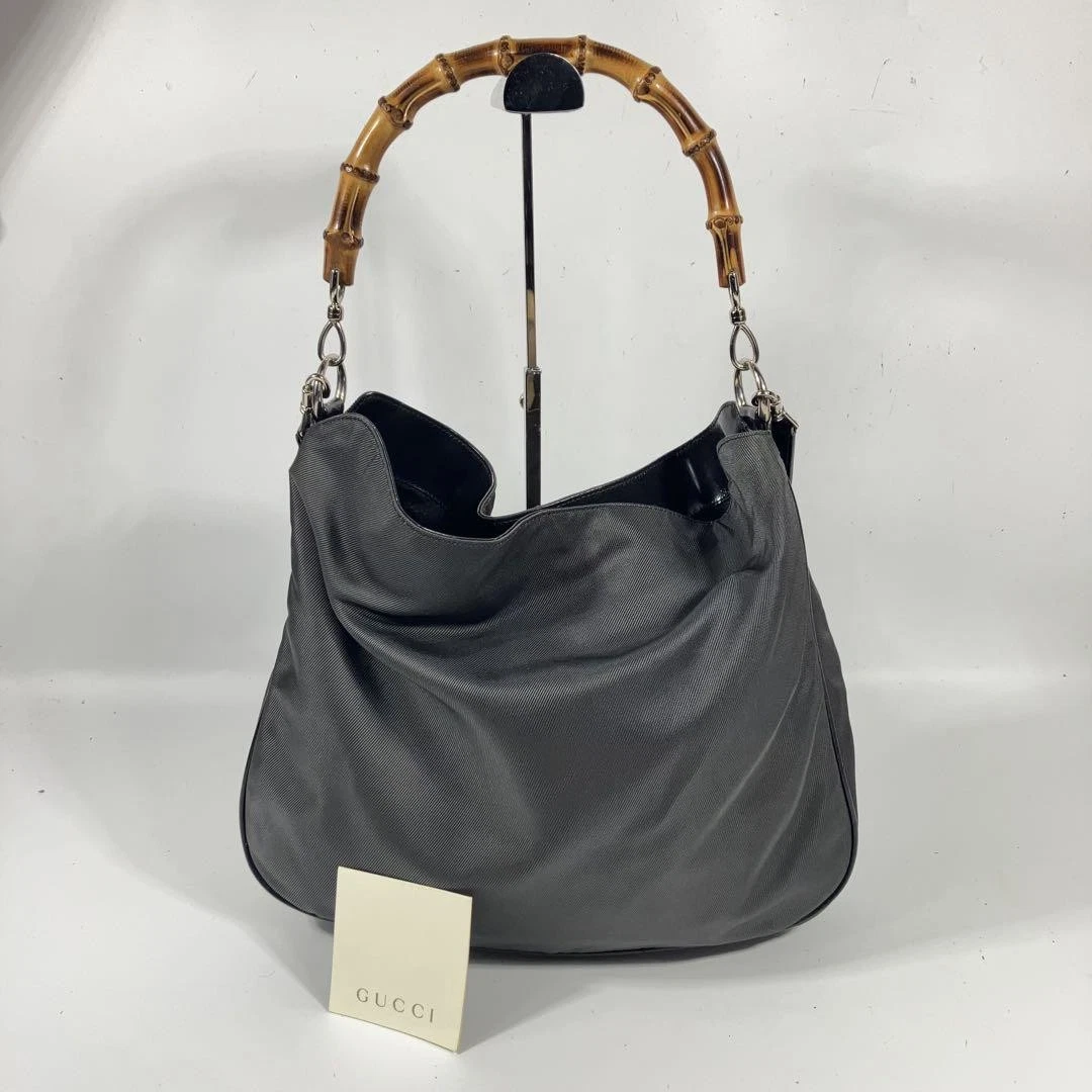 Sac bandoulière Gucci bambou 2WAY nylon noir GUCCI #PG38F9