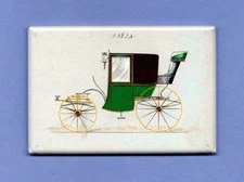 CARRIAGE WAGON *2X3 FRIDGE MAGNET* HORSE DRAWN TRANSPORT COACH VICTORIAN STYLE