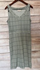 Tory Burch Paris Silk Knee Length Sheath Dress Sz M V-Neck Sleeveless Green