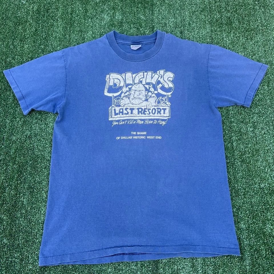 Vintage Dick's Last Resort T-Shirt Mens Large Navy Blue Single Stitch Funny 80s - Image 3 of 4
