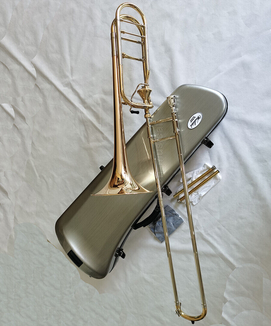 Gold Brass modulated tenor trombone Detachable bell Cupronickel High grade Case