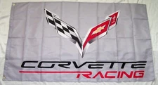 CORVETTE FLAG BANNER 3'X5' SIGN CHEVROLET MAN CAVE SHOP WALL GARAGE GM RACING