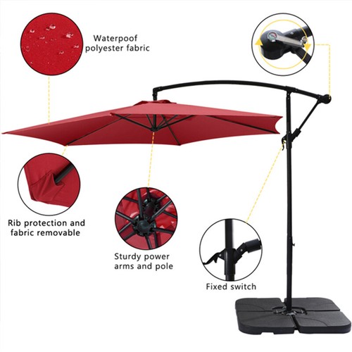 3M Tilt Aluminium Parasol Umbrella Grey Garden Patio Table Shade Canopy Large UK - Picture 6 of 23