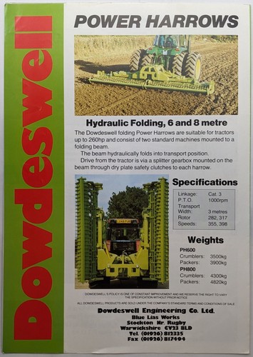 Original Dowdeswell Power Harrows, Hydraulic Folding, 2.5 To 8m Brochure - Picture 3 of 4